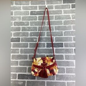 Sharif 1827 UNIQUE Watercolor Red Yellow Floral Crossbody